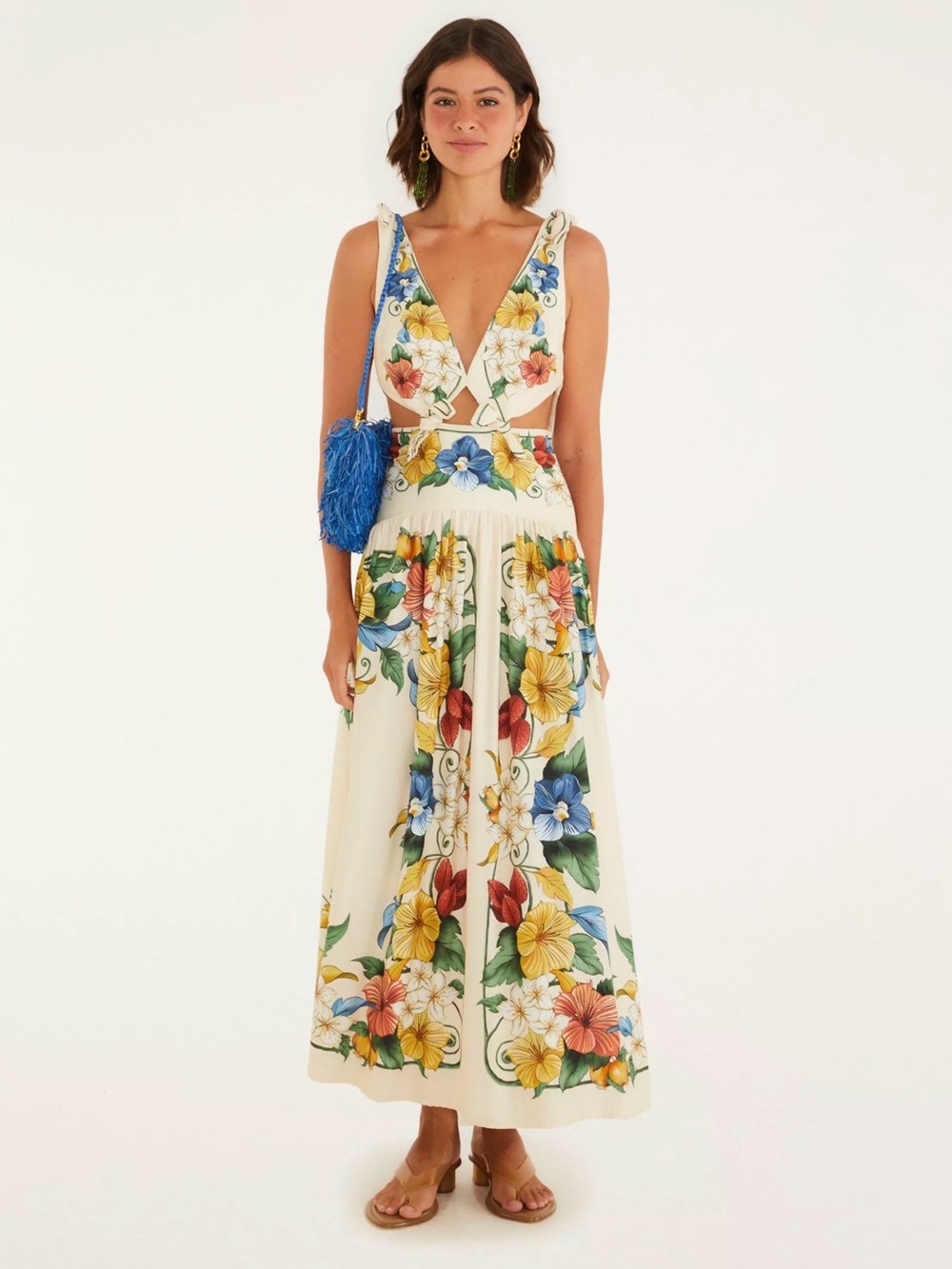 FARM Rio Cream Floral Dress Multicolor Blossoms - Picture 4 of 4